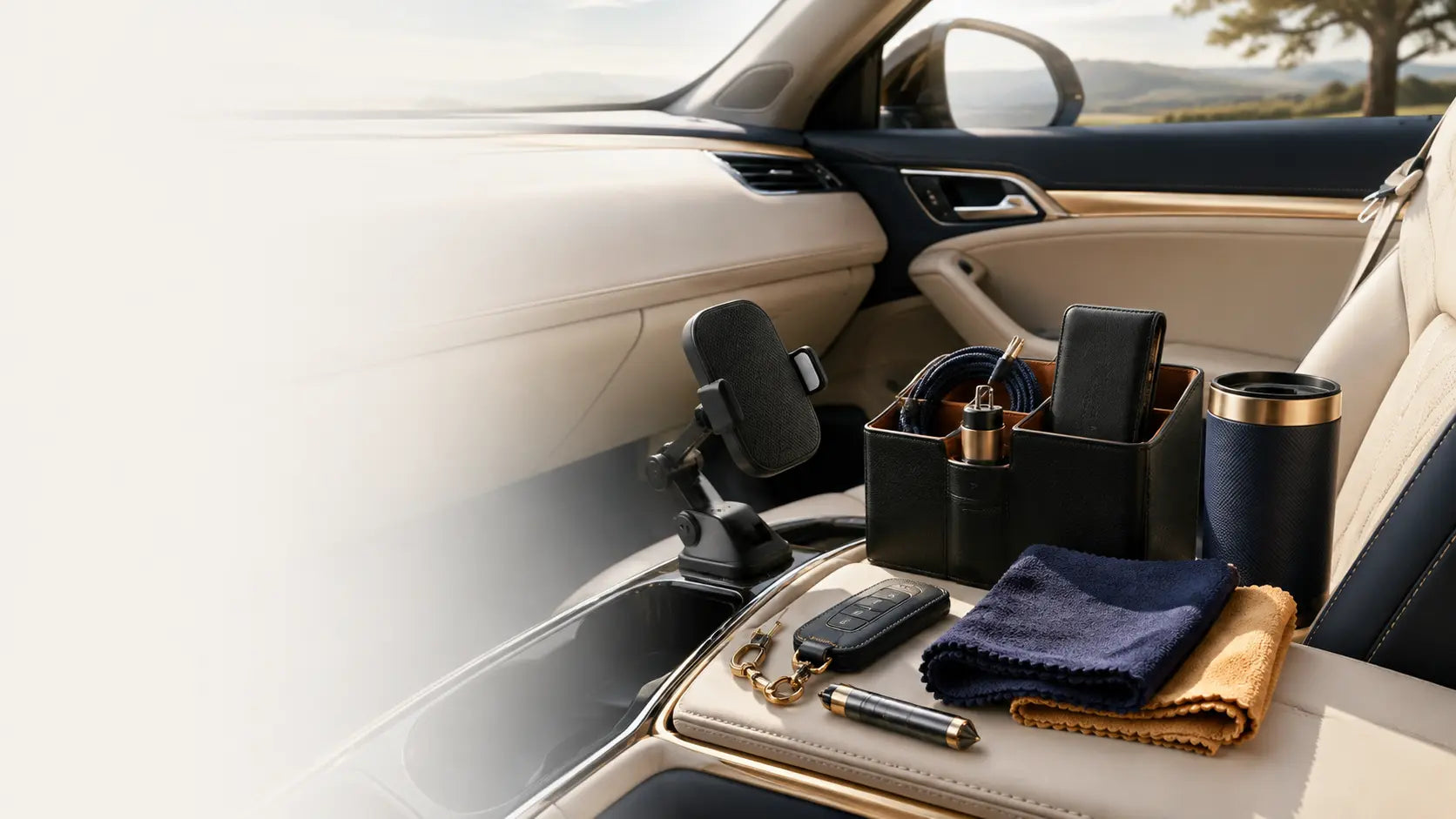 Premium practical car accessories in an elegant vehicle interior